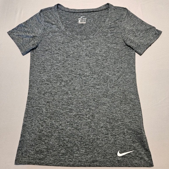 Nike Tops - Nike Dri-FIT T-Shirt Womens XS Grey Heathered Scoop Neck Athletic Workout Top